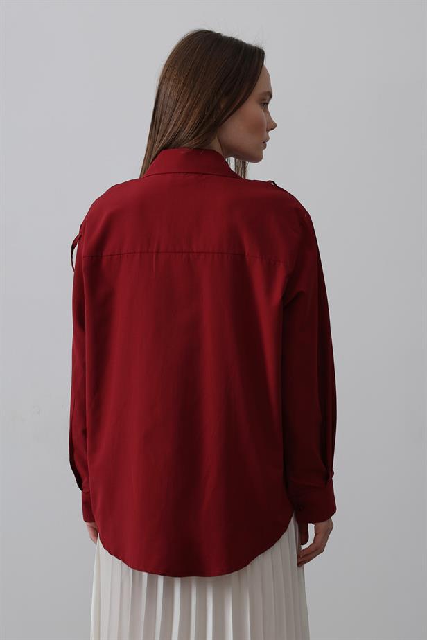 RYN Floral Oversized Shirt - Burgundy - Ipswich