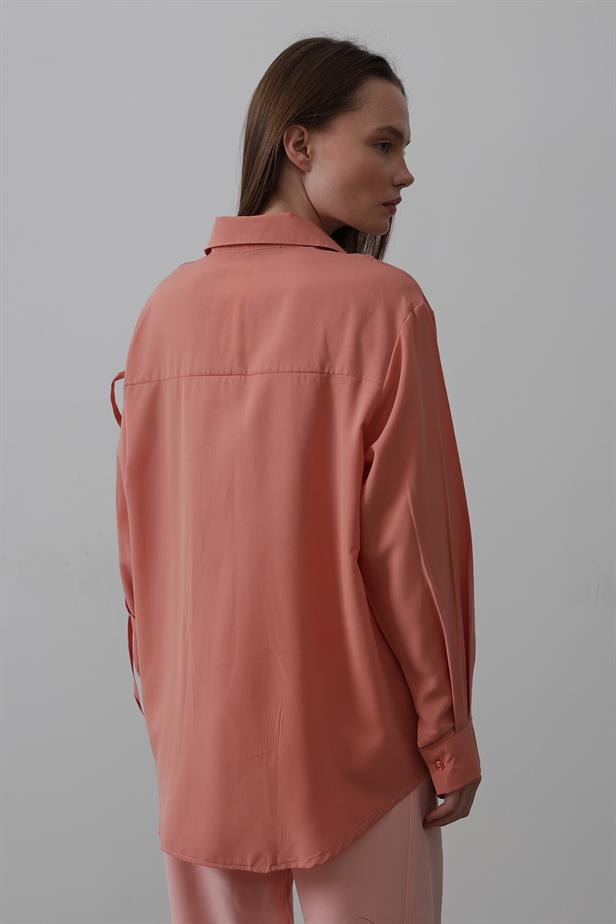 RYN Floral Oversized Shirt - Salmon - Narbonne