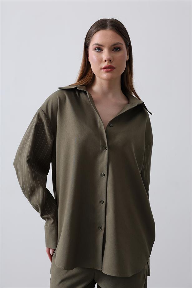 RYN Line Detailed Loose Fit Suit - Khaki - Oxford