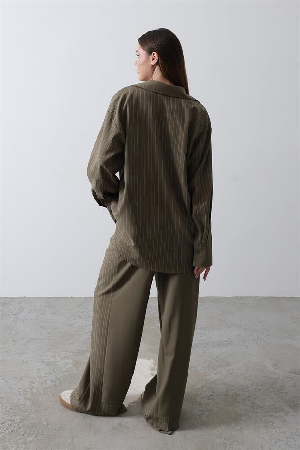 RYN Line Detailed Loose Fit Suit - Khaki - Oxford