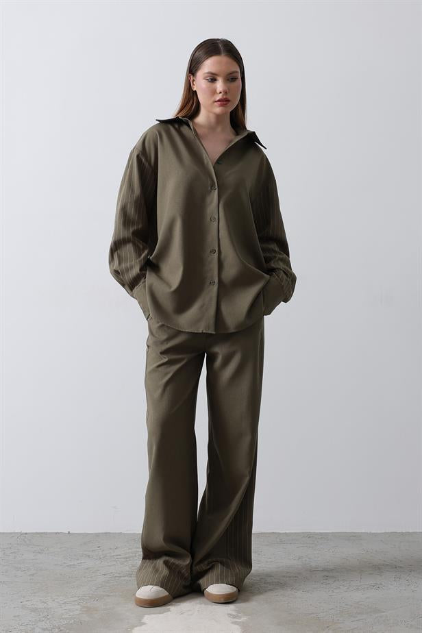 RYN Line Detailed Loose Fit Suit - Khaki - Oxford