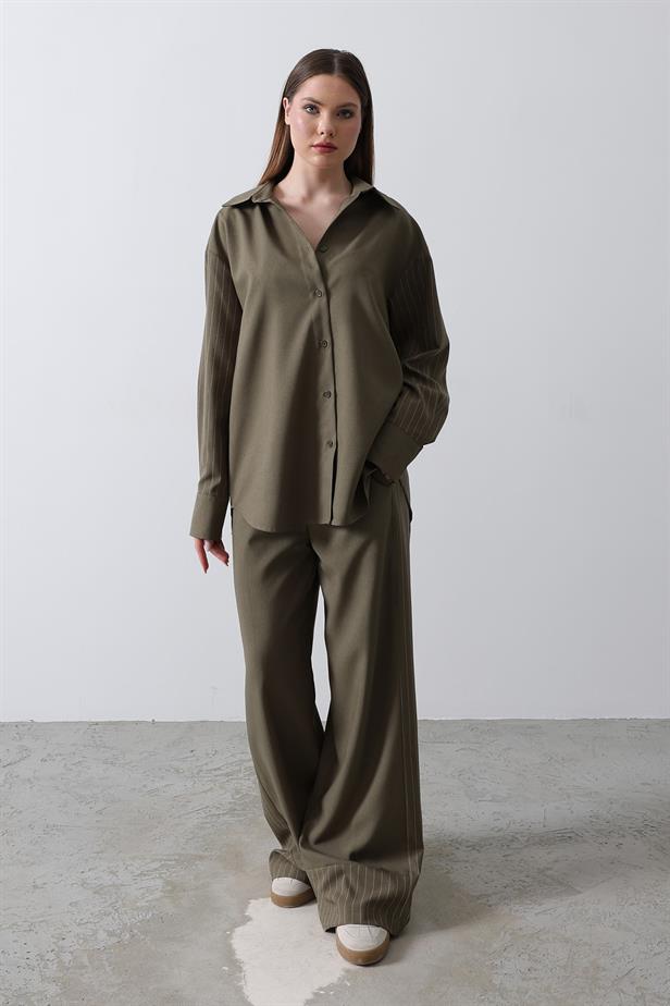 RYN Line Detailed Loose Fit Suit - Khaki - Oxford