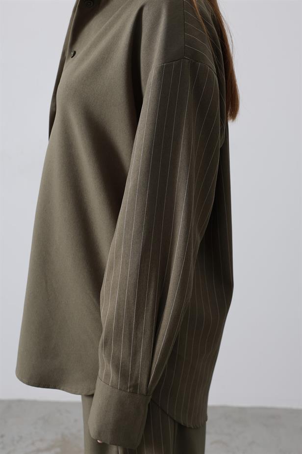 RYN Line Detailed Loose Fit Suit - Khaki - Oxford