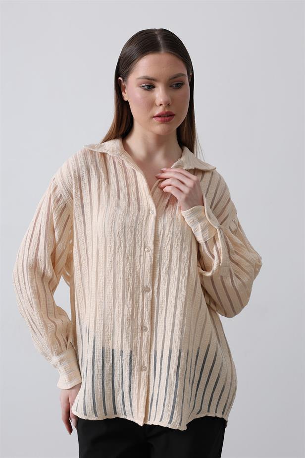 RYN Striped Shirt - Stone - Calgary