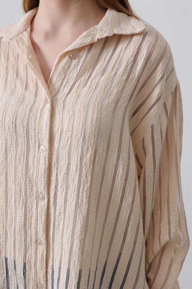 RYN Striped Shirt - Stone - Calgary