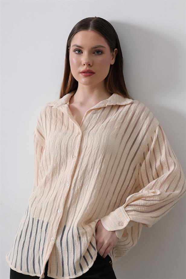 RYN Striped Shirt - Stone - Calgary