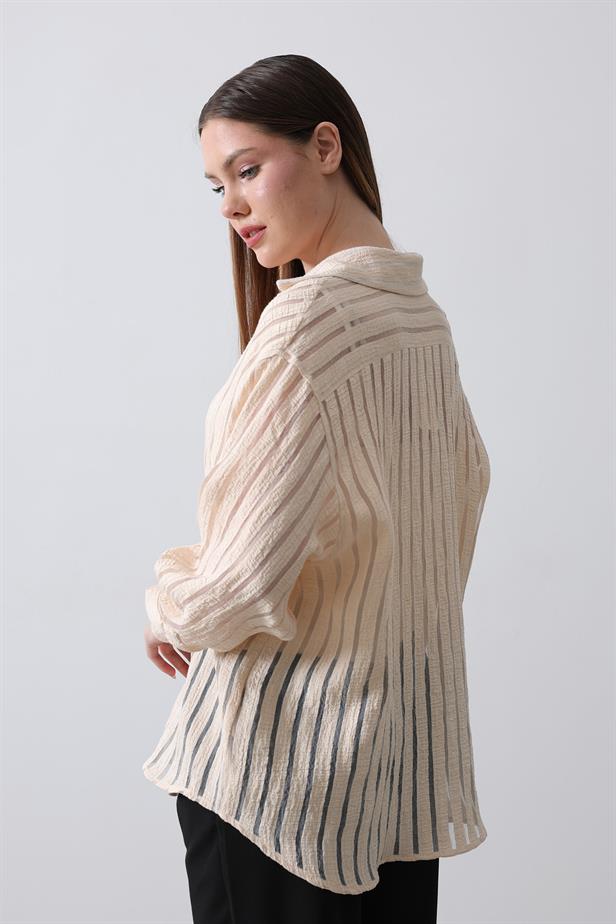 RYN Striped Shirt - Stone - Calgary