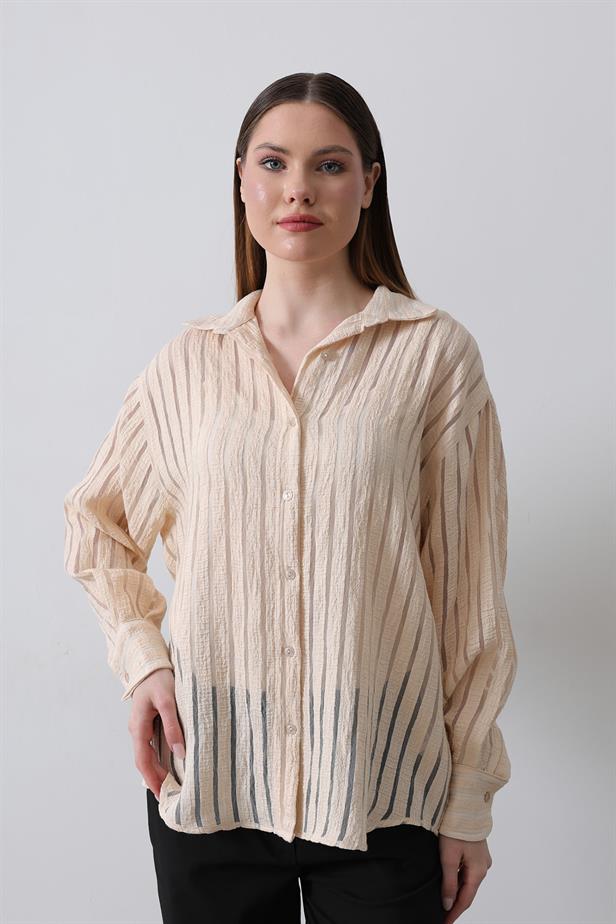 RYN Striped Shirt - Stone - Calgary