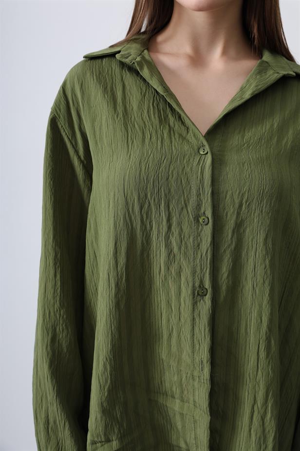 RYN Striped Slim Fit Shirt - Green - Almería