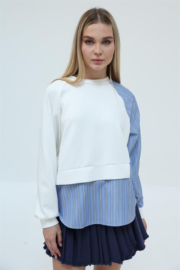 RYN Striped Scuba Sweat - White - San Jacinto