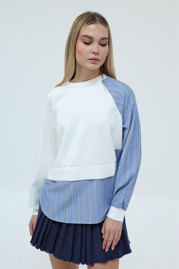 RYN Striped Scuba Sweat - White - San Jacinto