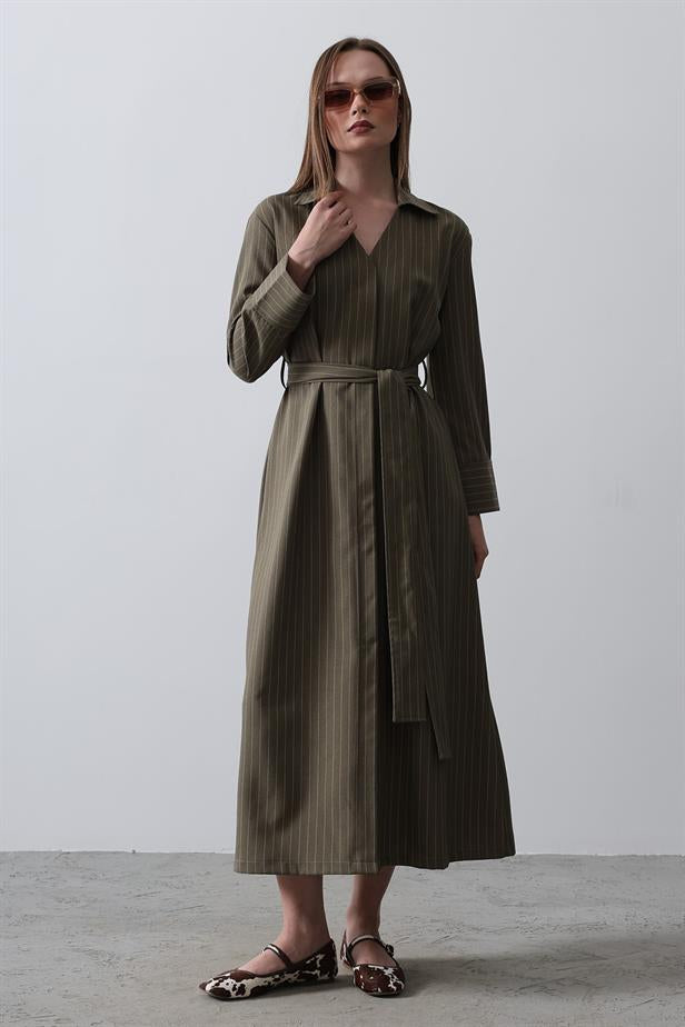RYN Striped Long Dress - Khaki - Wentzville