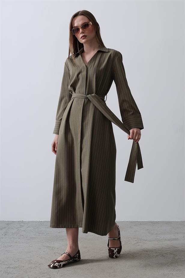 RYN Striped Long Dress - Khaki - Wentzville