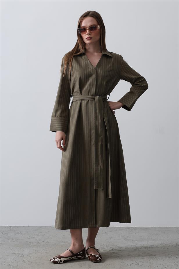 RYN Striped Long Dress - Khaki - Wentzville