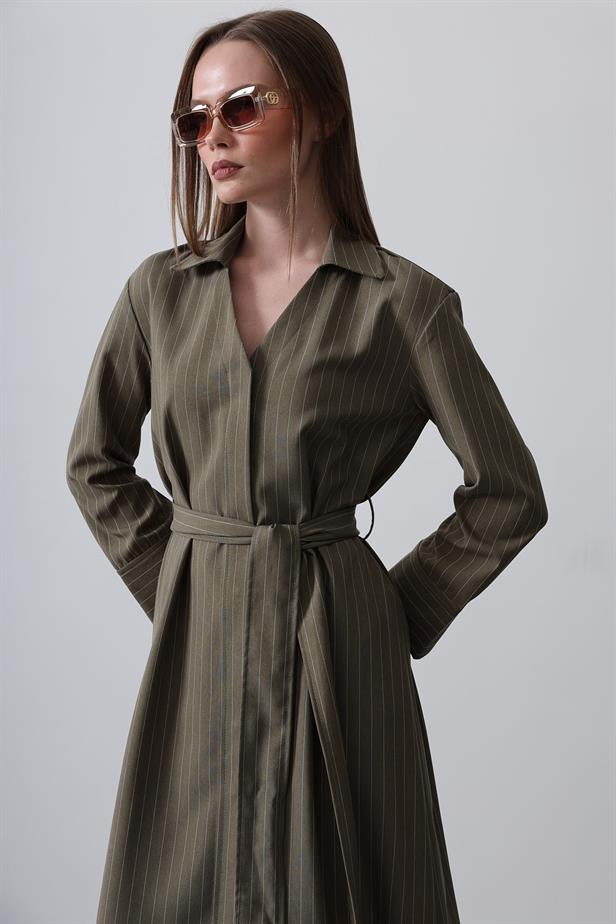 RYN Striped Long Dress - Khaki - Wentzville