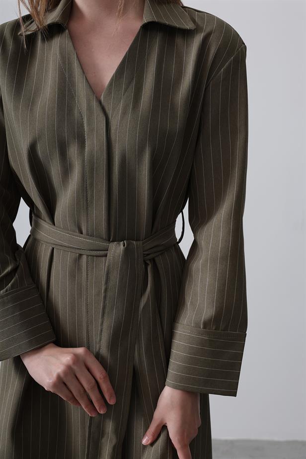 RYN Striped Long Dress - Khaki - Wentzville