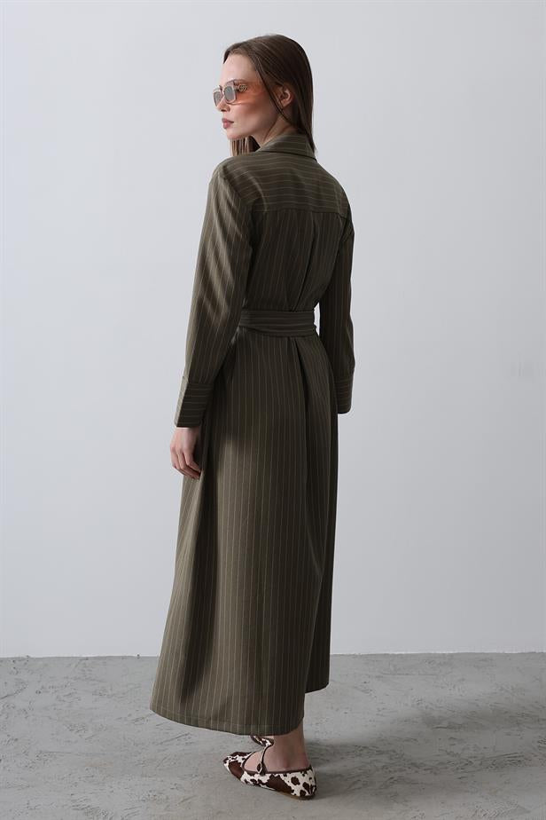 RYN Striped Long Dress - Khaki - Wentzville