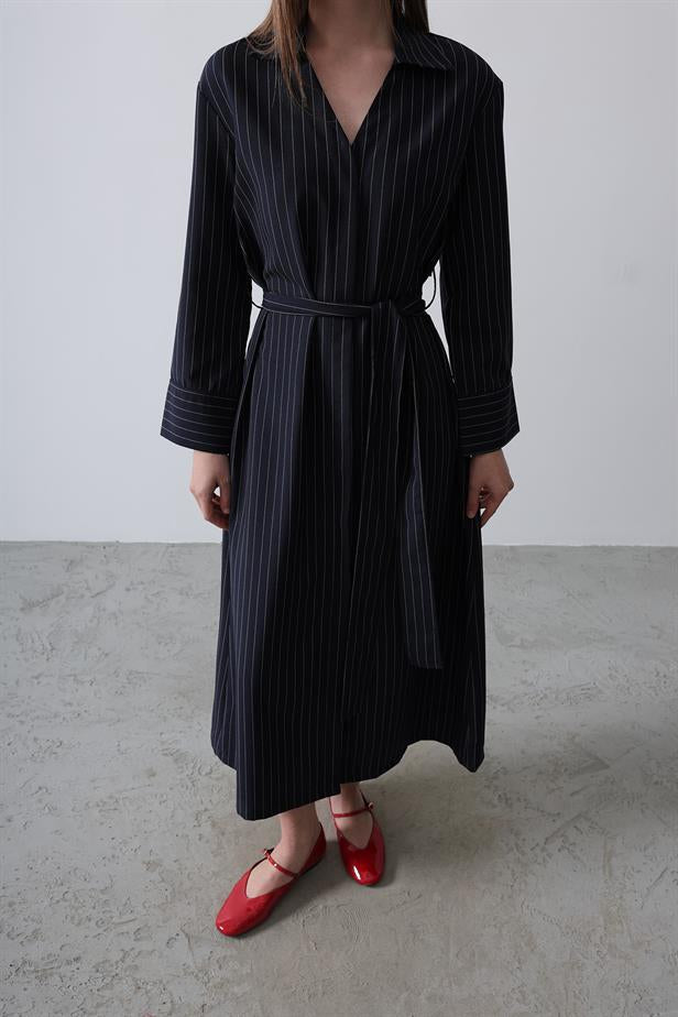 RYN Striped Long Dress - Navy Blue - Querétaro