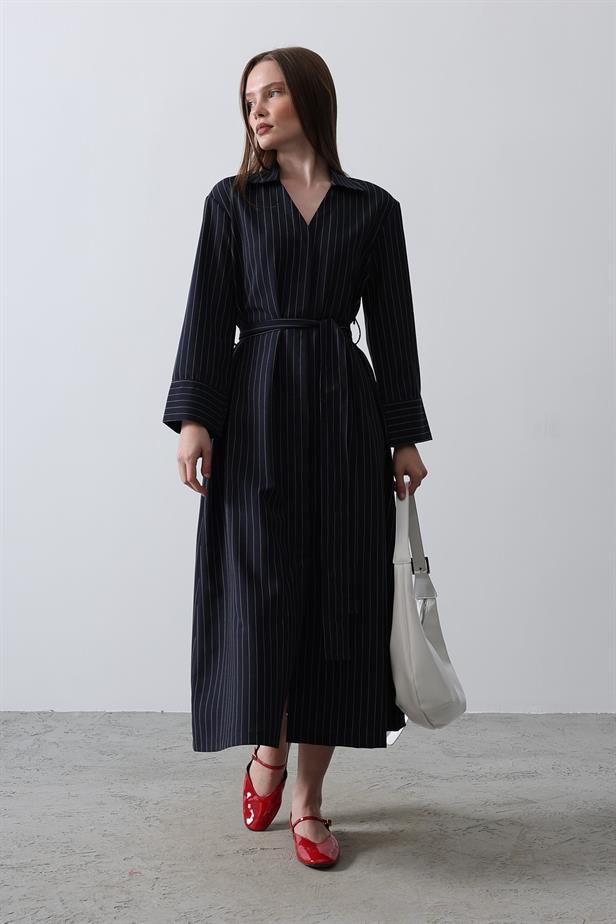 RYN Striped Long Dress - Navy Blue - Querétaro