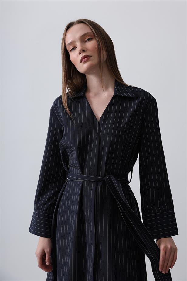 RYN Striped Long Dress - Navy Blue - Querétaro
