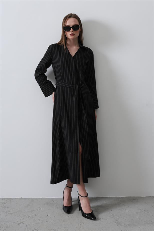 RYN Striped Long Dress - Black - Watertown Town