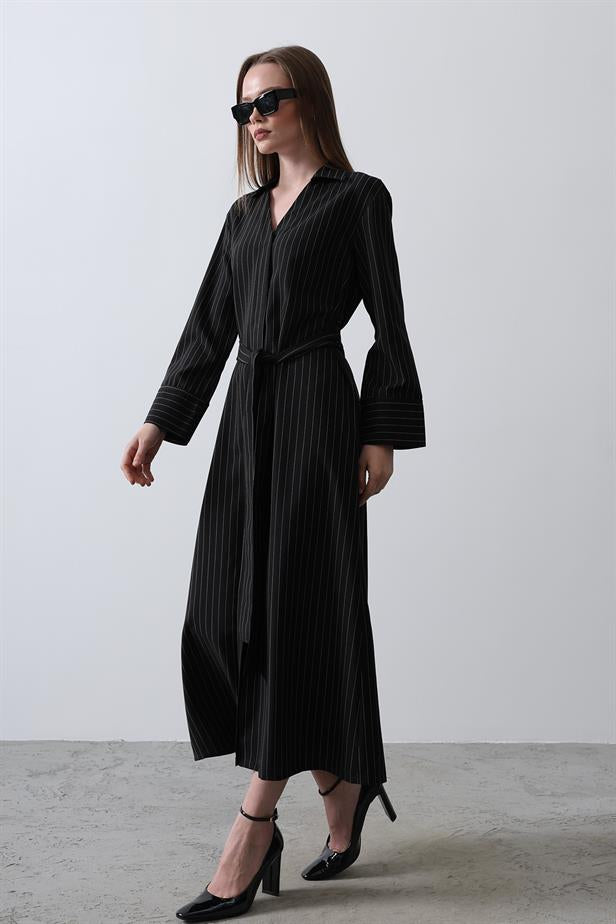 RYN Striped Long Dress - Black - Watertown Town