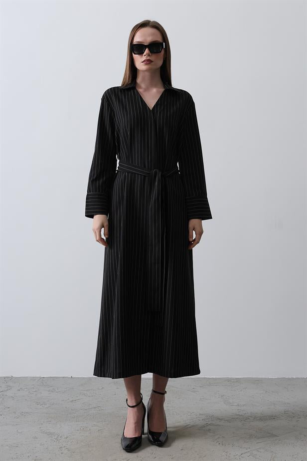 RYN Striped Long Dress - Black - Watertown Town