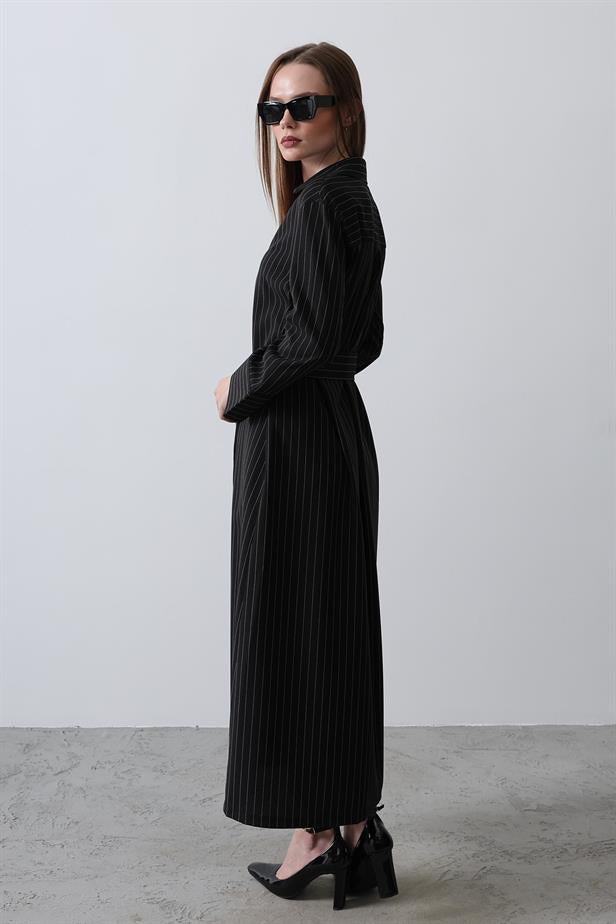 RYN Striped Long Dress - Black - Watertown Town