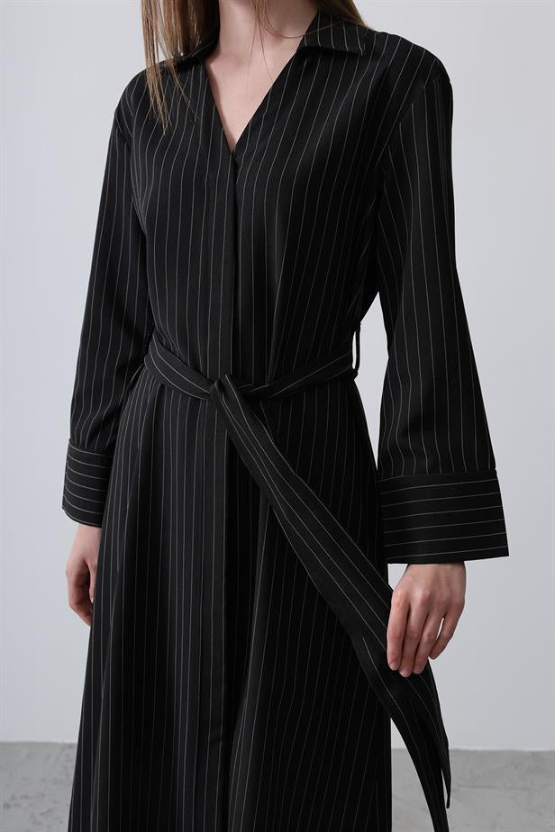 RYN Striped Long Dress - Black - Watertown Town