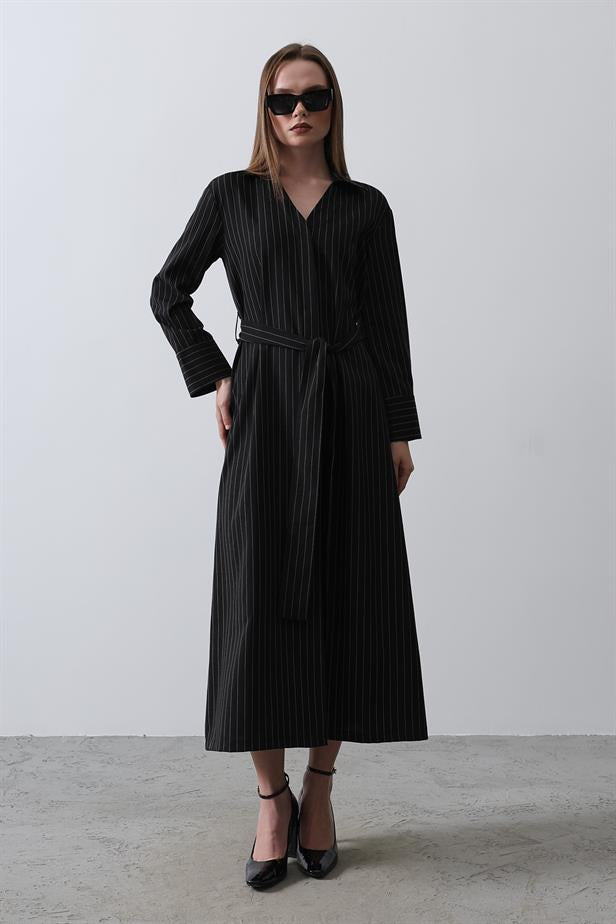 RYN Striped Long Dress - Black - Watertown Town