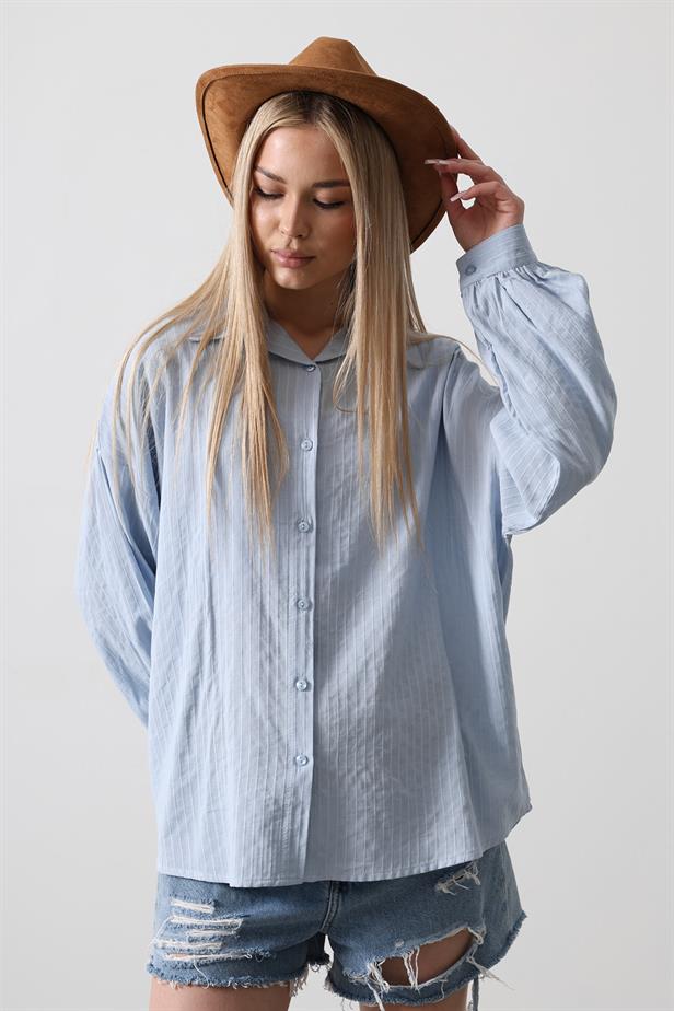 RYN Striped Long Sleeve Shirt - Baby Blue - Dunedin