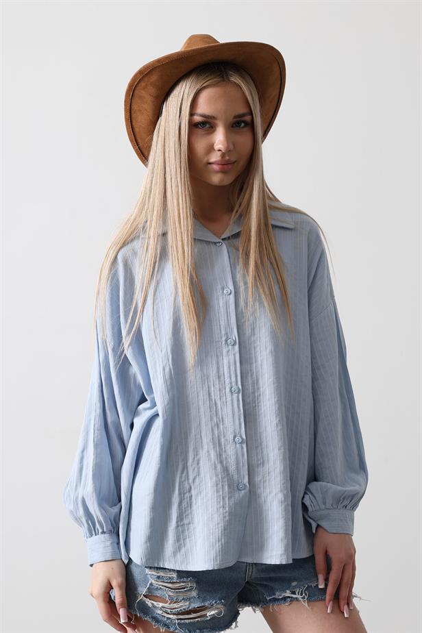 RYN Striped Long Sleeve Shirt - Baby Blue - Dunedin
