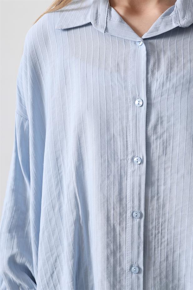 RYN Striped Long Sleeve Shirt - Baby Blue - Dunedin