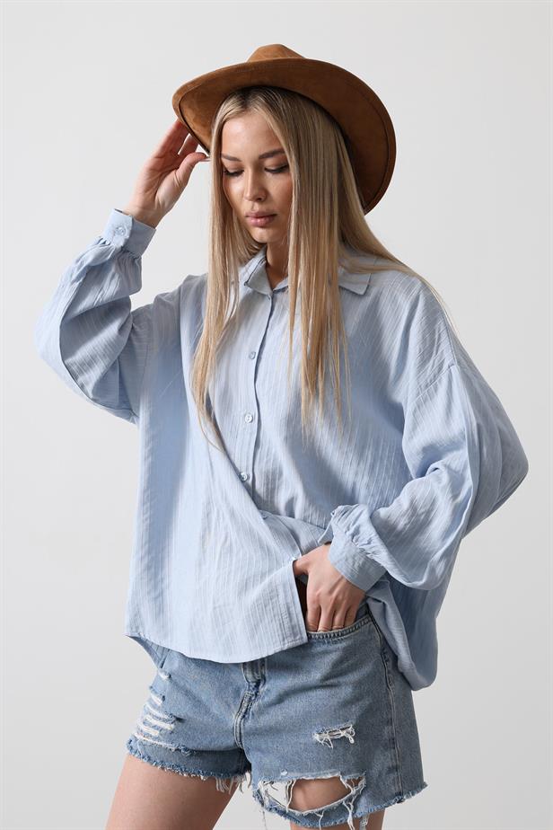 RYN Striped Long Sleeve Shirt - Baby Blue - Dunedin