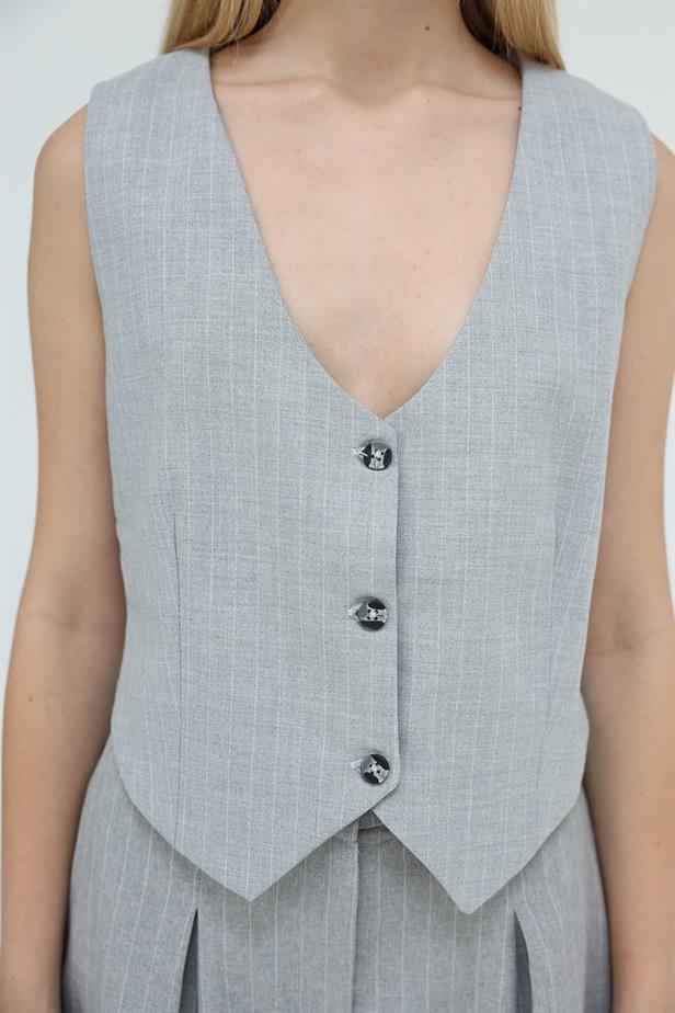 RYN Striped Vest - Gray - Ameca