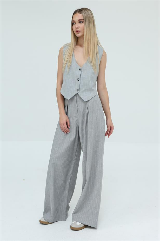 RYN Striped Vest - Gray - Ameca