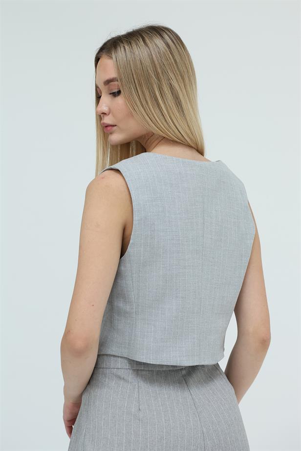RYN Striped Vest - Gray - Ameca