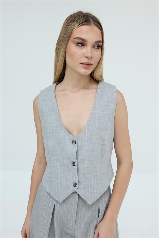 RYN Striped Vest - Gray - Ameca