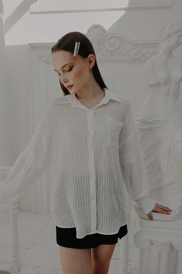 RYN Lace Detailed Shirt - White - Manchester