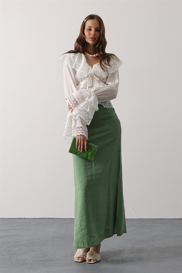 RYN Lace Ruffled Bohemian Blouse - White - Eindhoven