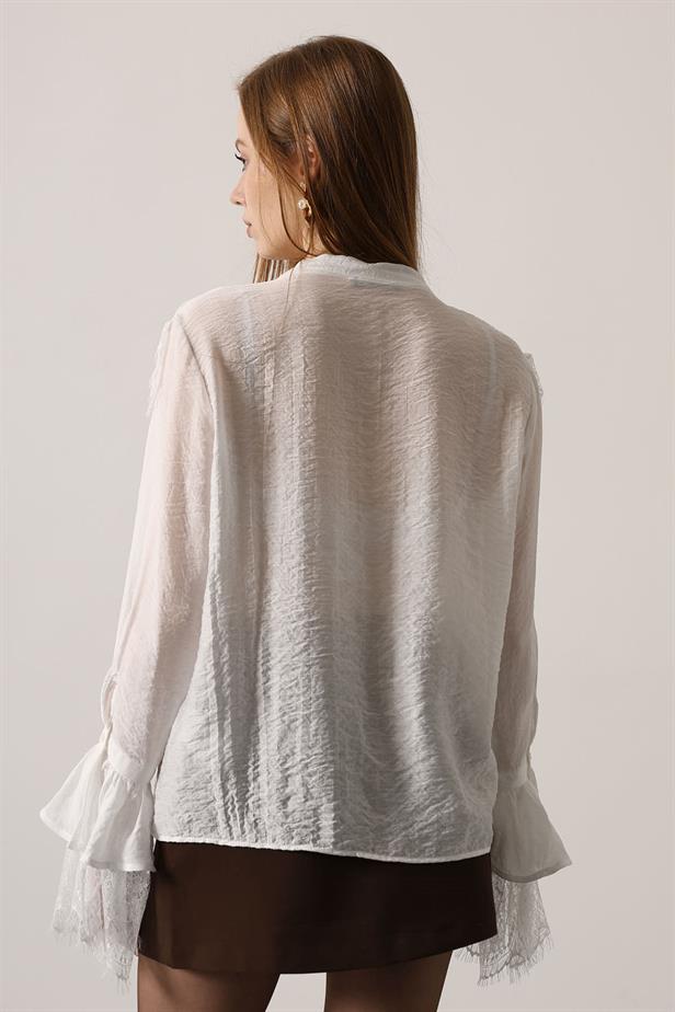 RYN LACE FRENCH SHIRT - White - Warrington