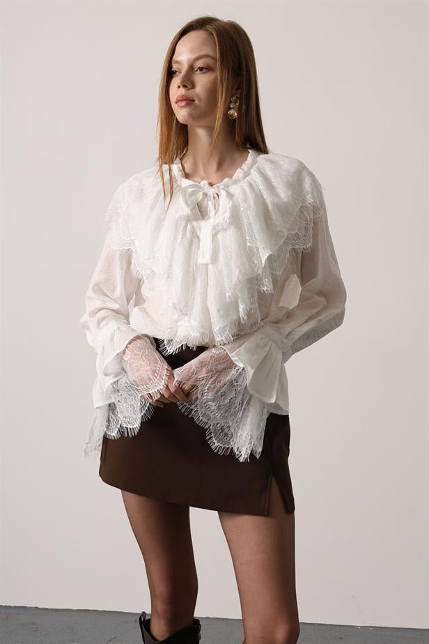 RYN LACE FRENCH SHIRT - White - Warrington