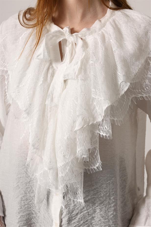 RYN LACE FRENCH SHIRT - White - Warrington