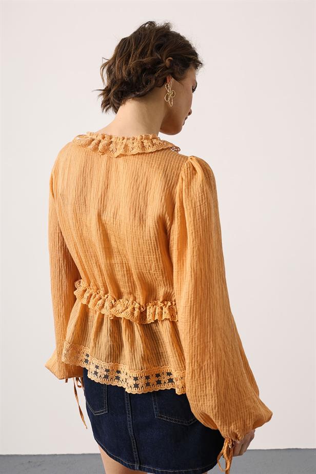 RYN LACE LONG SLEEVE BLOUSE - Mustard - Fredericton