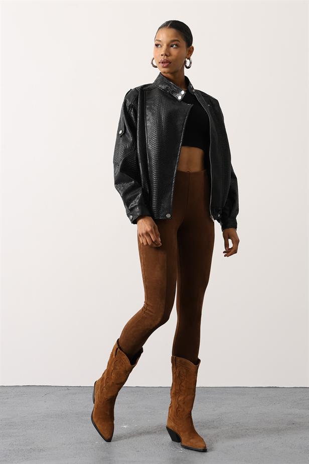 RYN LEATHER BOMBER JACKET - Black - Charlottesville