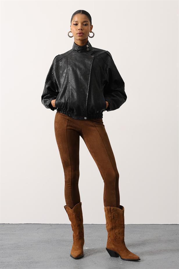 RYN LEATHER BOMBER JACKET - Black - Charlottesville