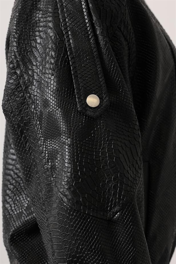 RYN LEATHER BOMBER JACKET - Black - Charlottesville