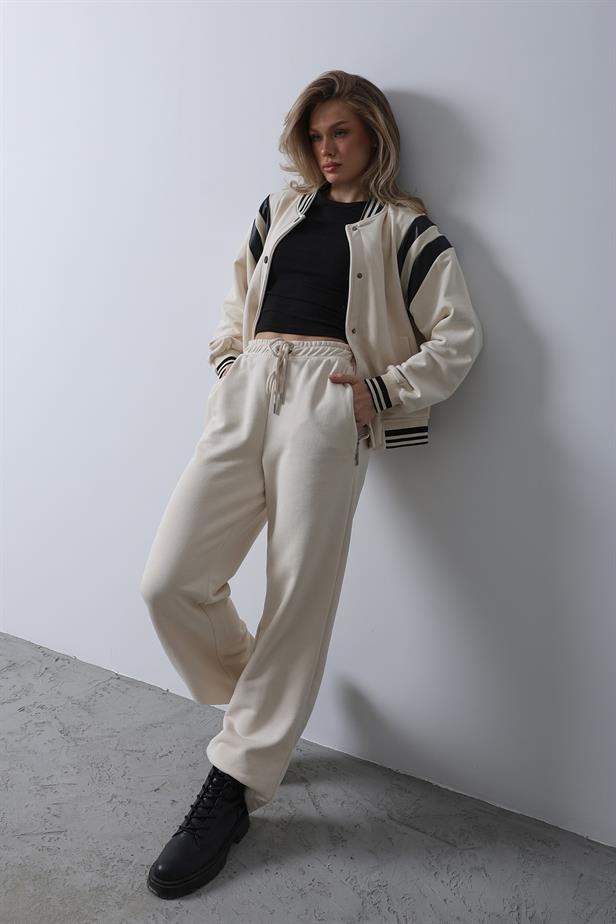 RYN Leather Detailed Bomber Set - Ecru - Eastbourne