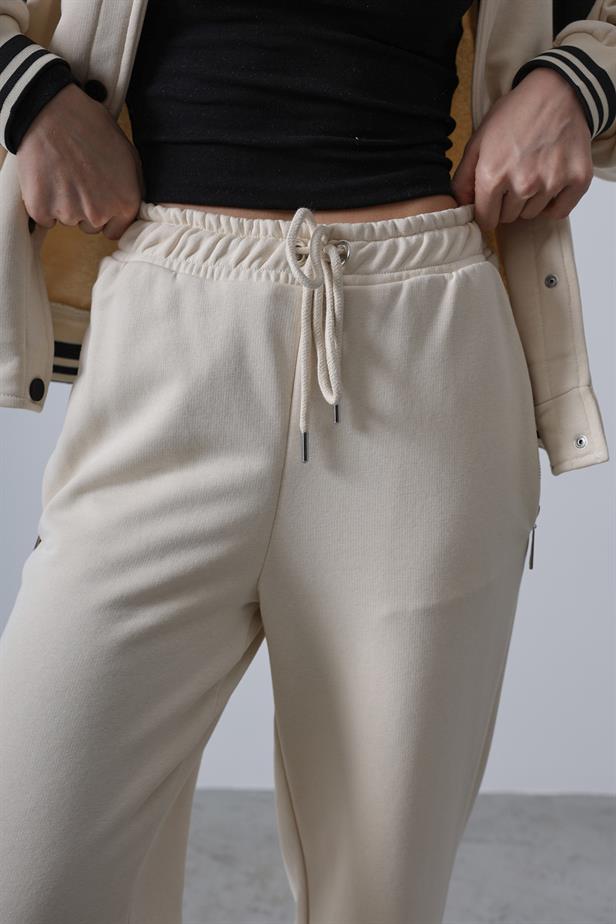 RYN Leather Detailed Bomber Set - Ecru - Eastbourne