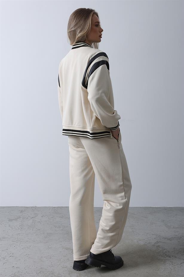 RYN Leather Detailed Bomber Set - Ecru - Eastbourne